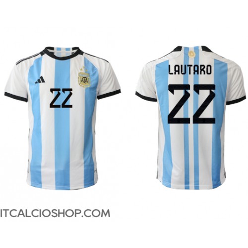 Argentina Lautaro Martinez #22 Prima Maglia Mondiali 2022 Manica Corta